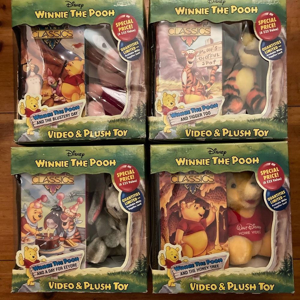 Vintage Winnie The Pooh VHS & plush